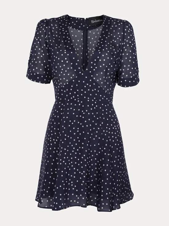 Realisation Par Dresses & Skirts - Realisation Par Navy Star Print Mini Dress Ozzie